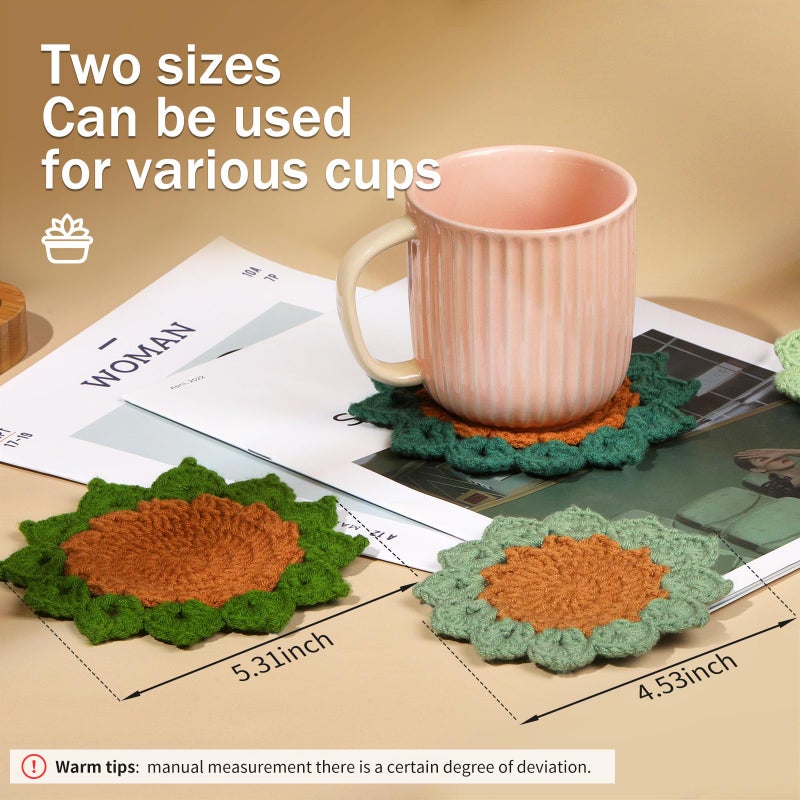 Hssugi Crochet Kit for Beginners - 6pcs Coasters in a Plant Pot Crochet Start Kit  Complete Beginner Crochet Kit with Crochet Hooks  Yarn  Clear Video Tutorials for Adult Beginners - Image 2